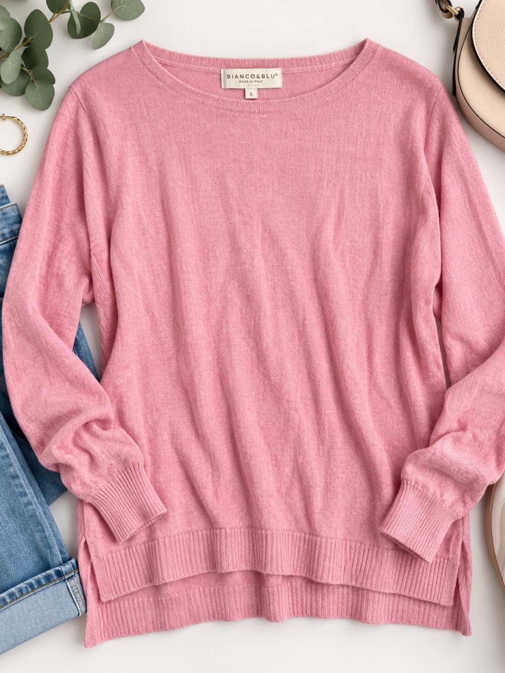 Bianco & Blu Made in Italy Pink Cashmere Blend Sweater Size S